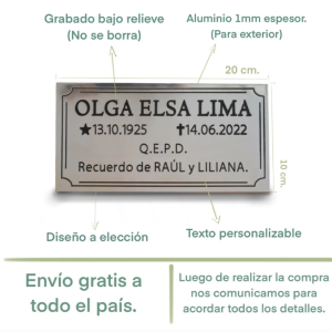 Placa recordatoria Cementerio (varias opciones)