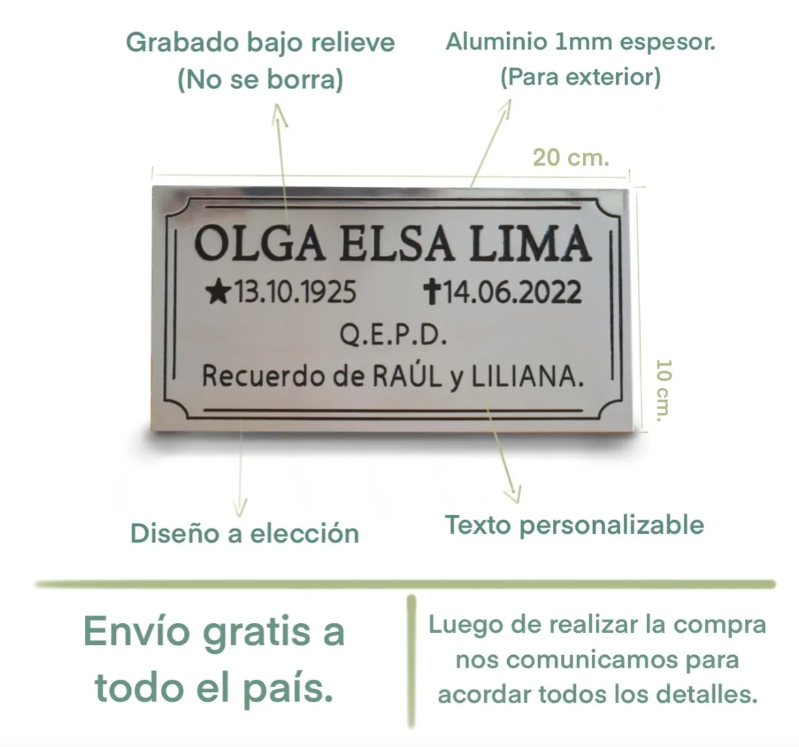 Placa recordatoria Cementerio (varias opciones)